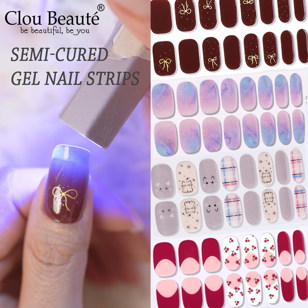 Full Cover Adhesive - Bandes de gel semi-durcies pour ongles,